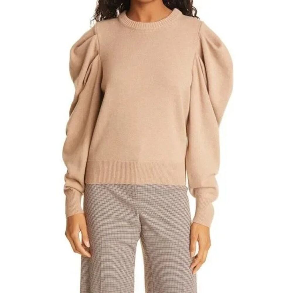 RONNY KOBO Danson Puff Sleeve Wool Cashmere Crewneck Sweater Size Medium